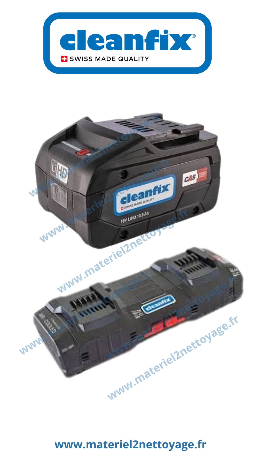 Kit 2 batteries CAS 10 Ah + chargeur Duo Cleanfix